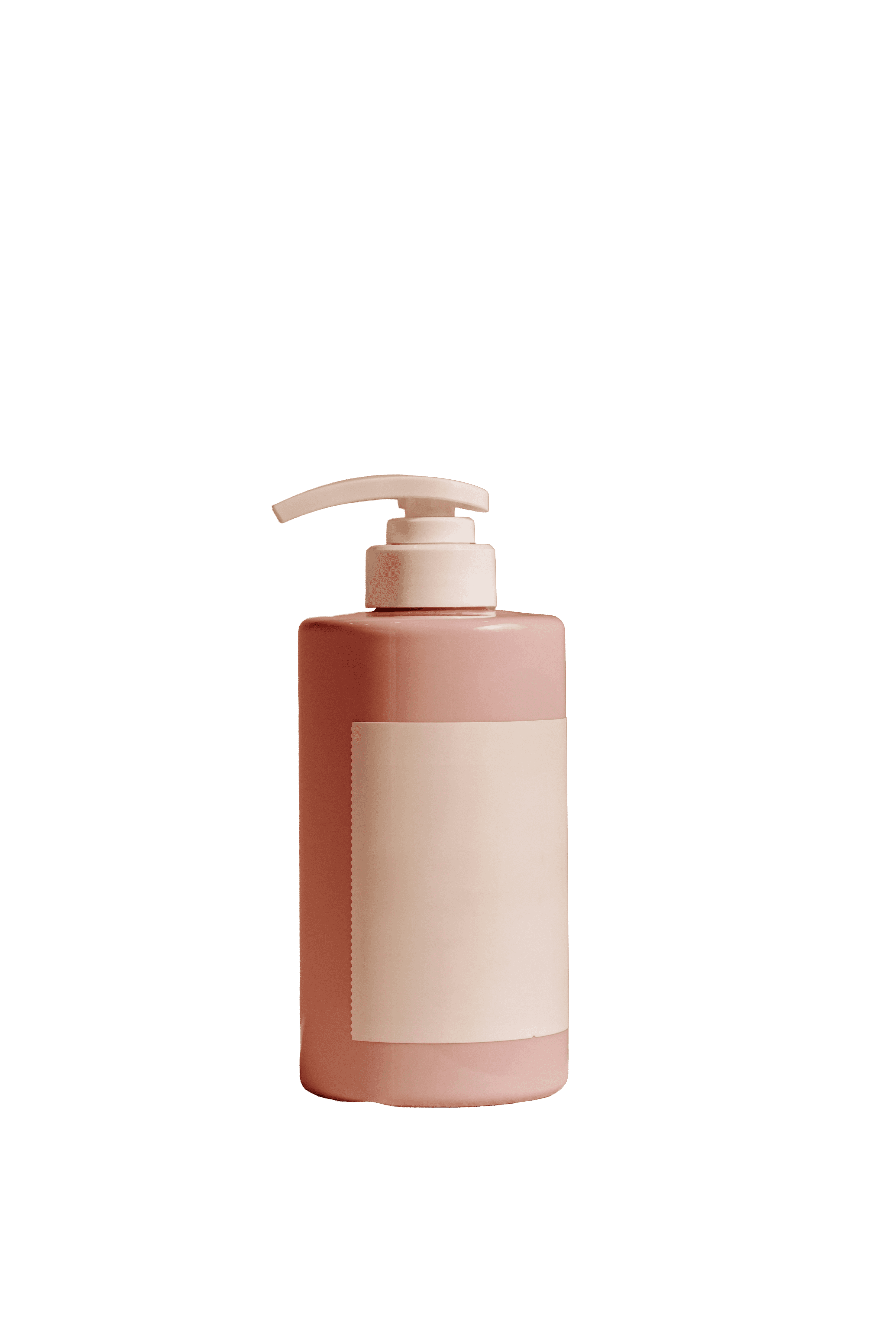 floating pink beauty product pump bottle