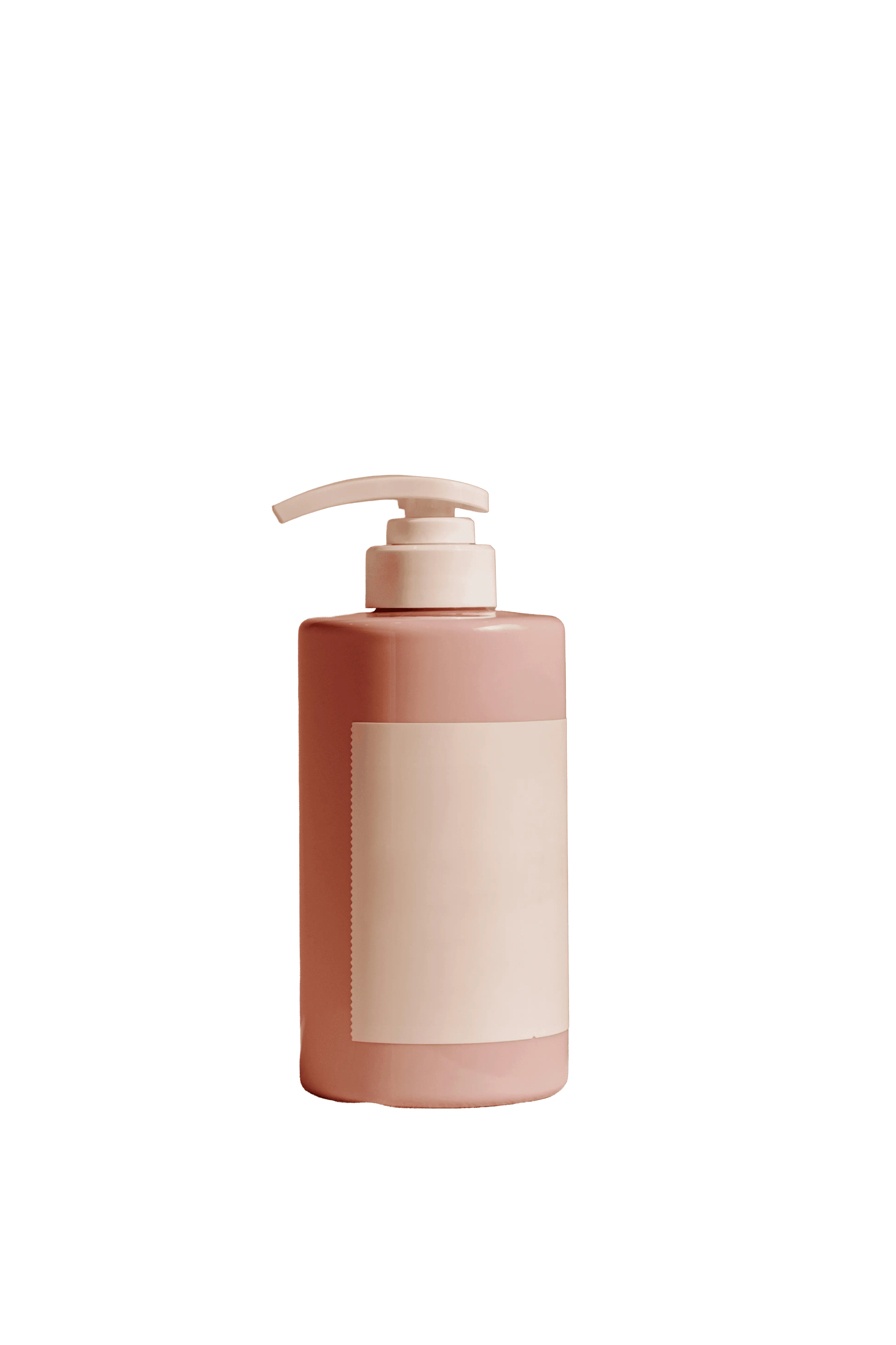 floating pink beauty product pump bottle