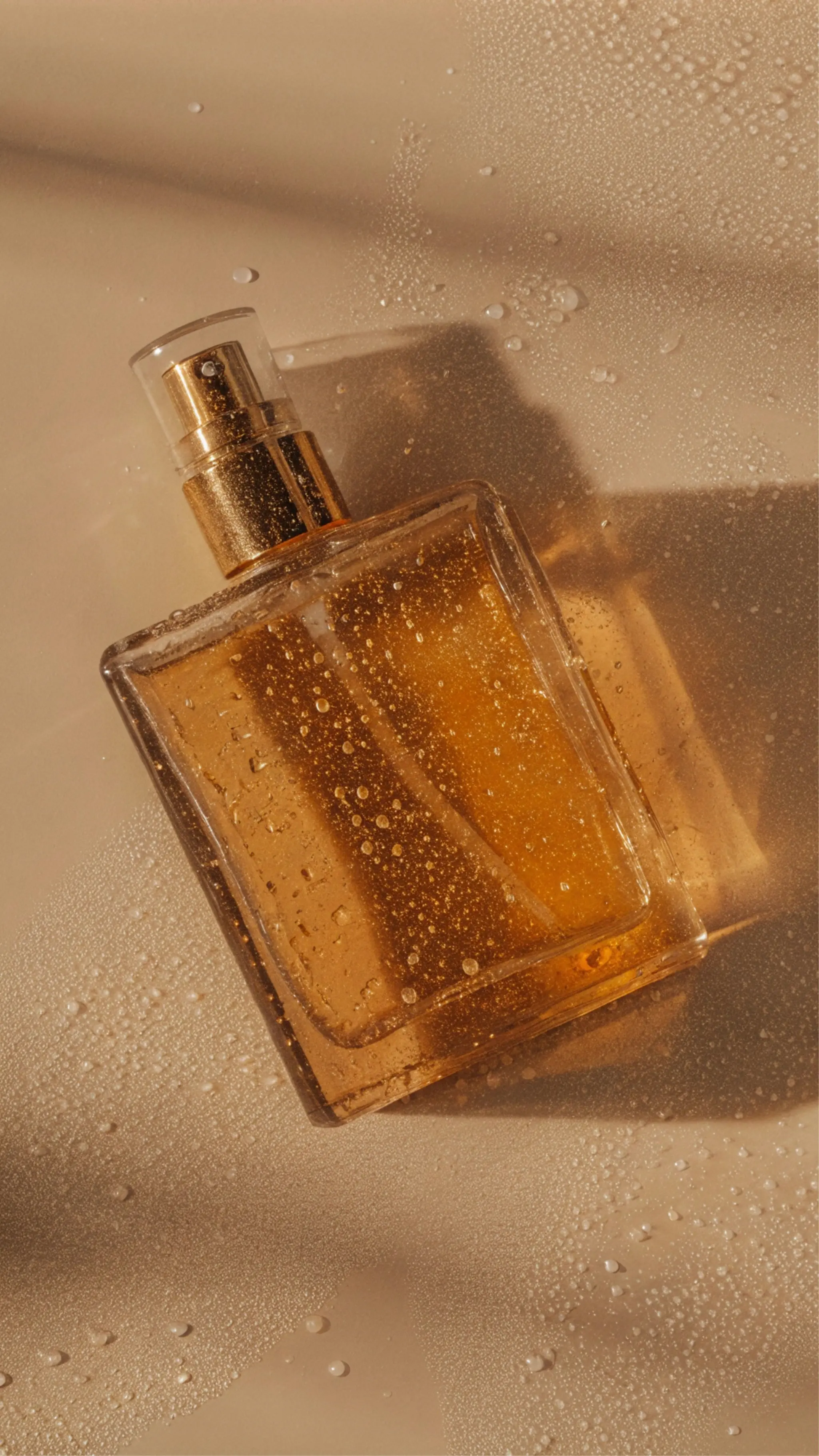 amber square perfume pump bottle